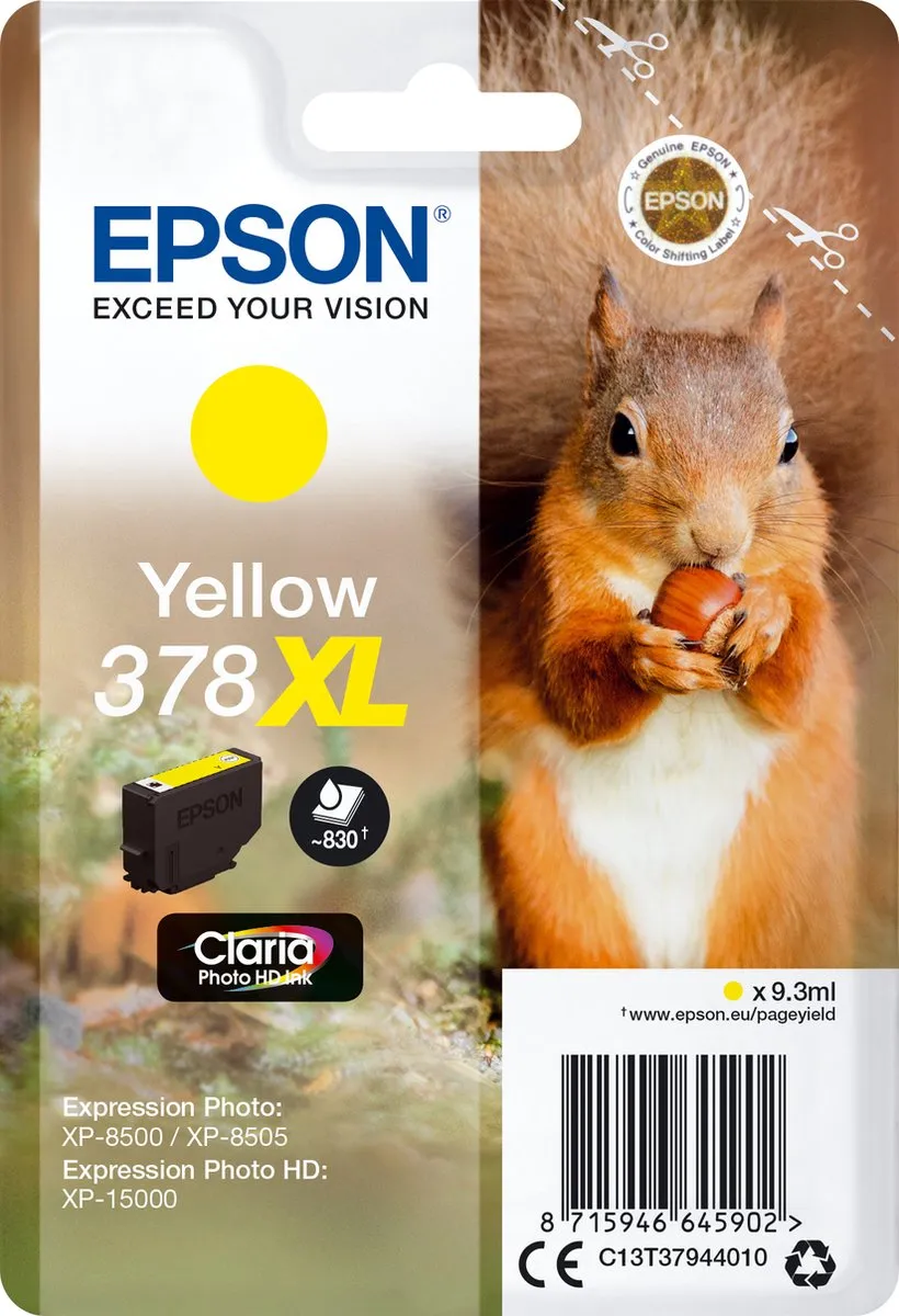 Epson 378XL Geel Inktpatroon C13T37944010 - 9,3 ml