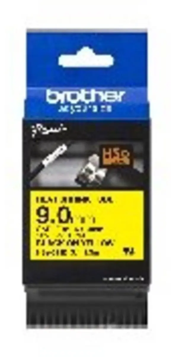 Brother HSE621E Labeltape Krimpkous - Geel/Zwart 9mm 1.5m