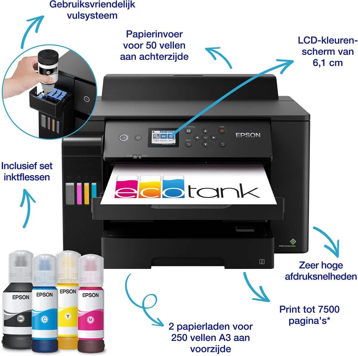 Epson EcoTank ET-16150 Inkjetprinter - 4 Kleuren - Zwart