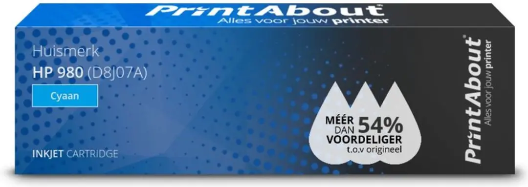 PrintAbout Inktcartridge D8J07A Cyaan - 110ml - HP