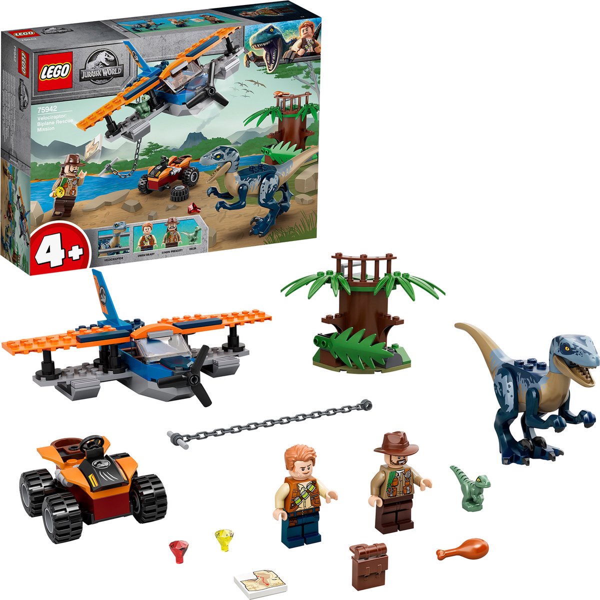 LEGO Jurassic World 4+ Velociraptor: Tweedekker Reddingsmissie​ - 75942