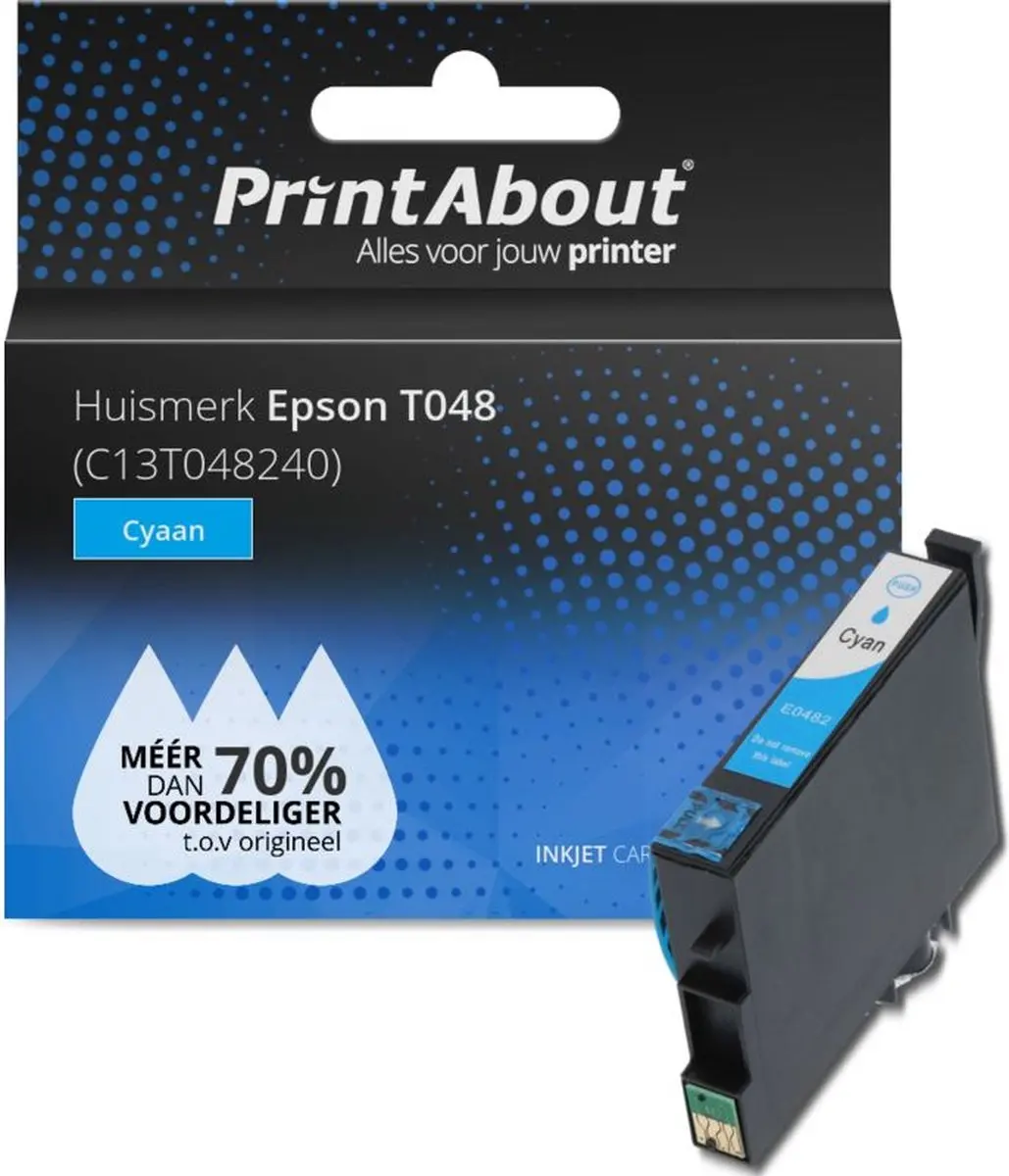 PrintAbout Epson T0482 Cyaan Inktcartridge - 560 Pagina's