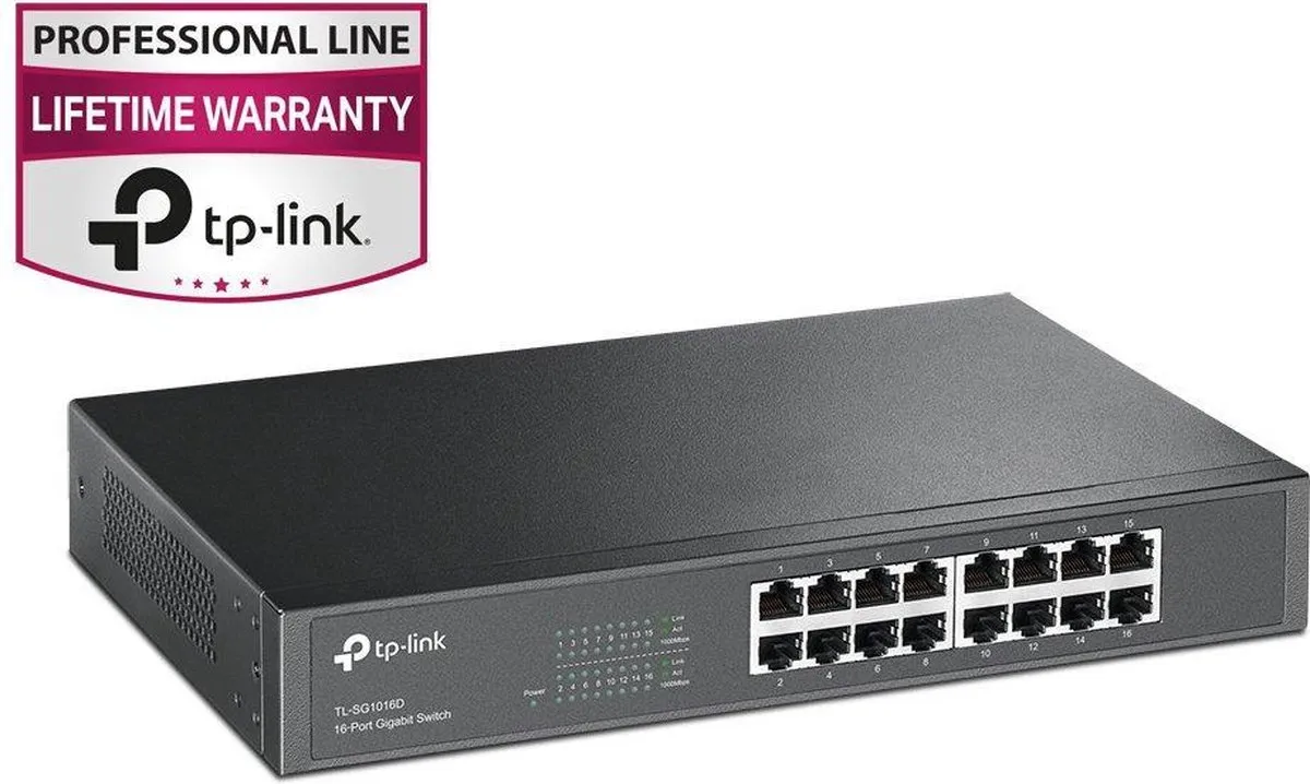 TP-Link TL-SG1016D Netwerk Switch 16 Poorten - Zwart