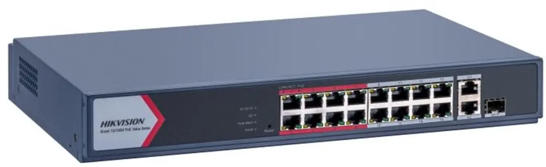 Hikvision DS-3E318P-EL PoE Switch 18x Ethernet - 2x Gigabit Uplink - 250W - Blauw