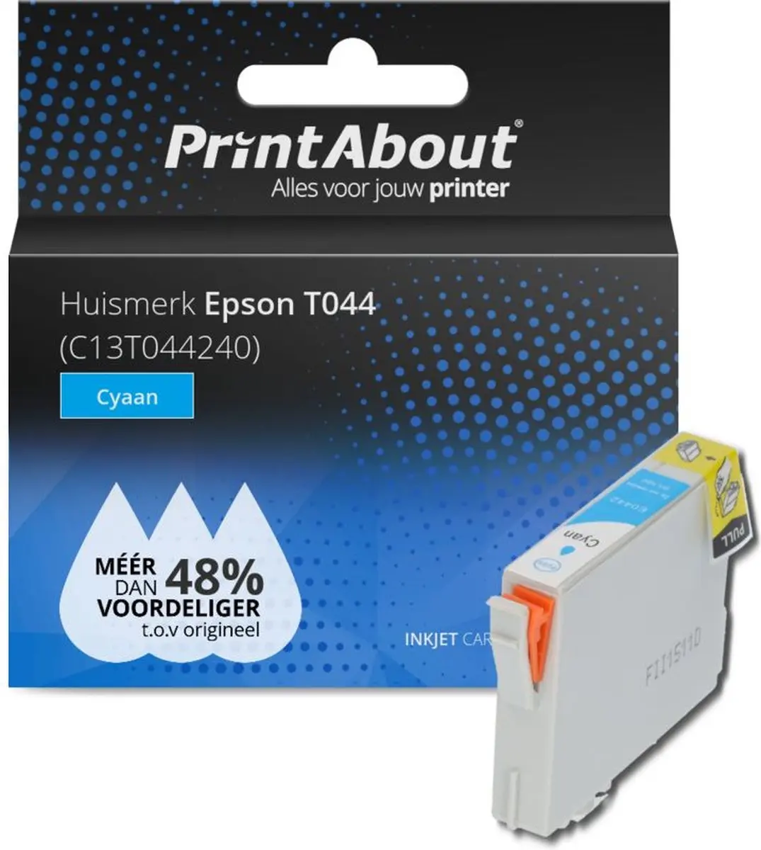 PrintAbout T044 C13T044240 Cyaan Inktcartridge - 550 pagina's - Epson