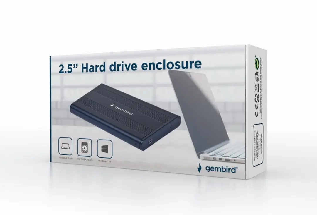 Gembird EE2-U2S-5 Externe HDD Behuizing 2.5" - USB 2.0 - Zwart