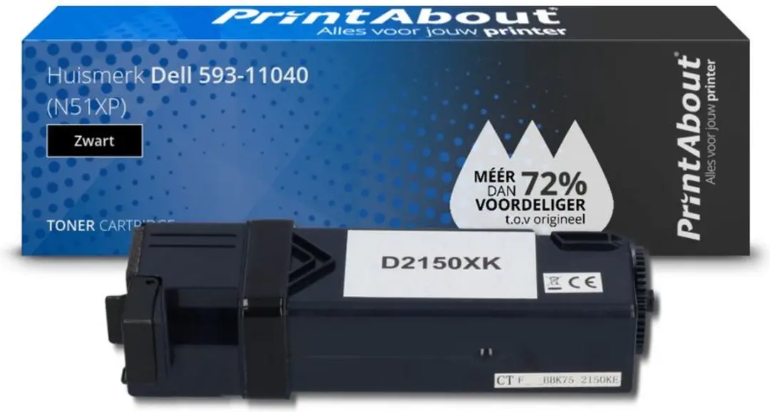 PrintAbout Dell 593-11040 Toner Zwart - 3.500 pagina's