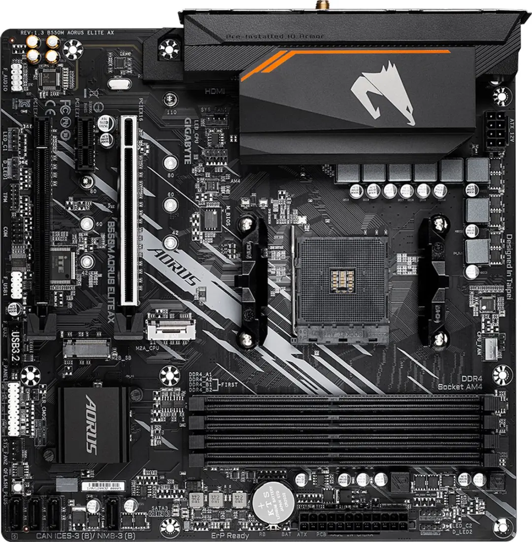 Gigabyte B550M AORUS ELITE AX Moederbord - AM4