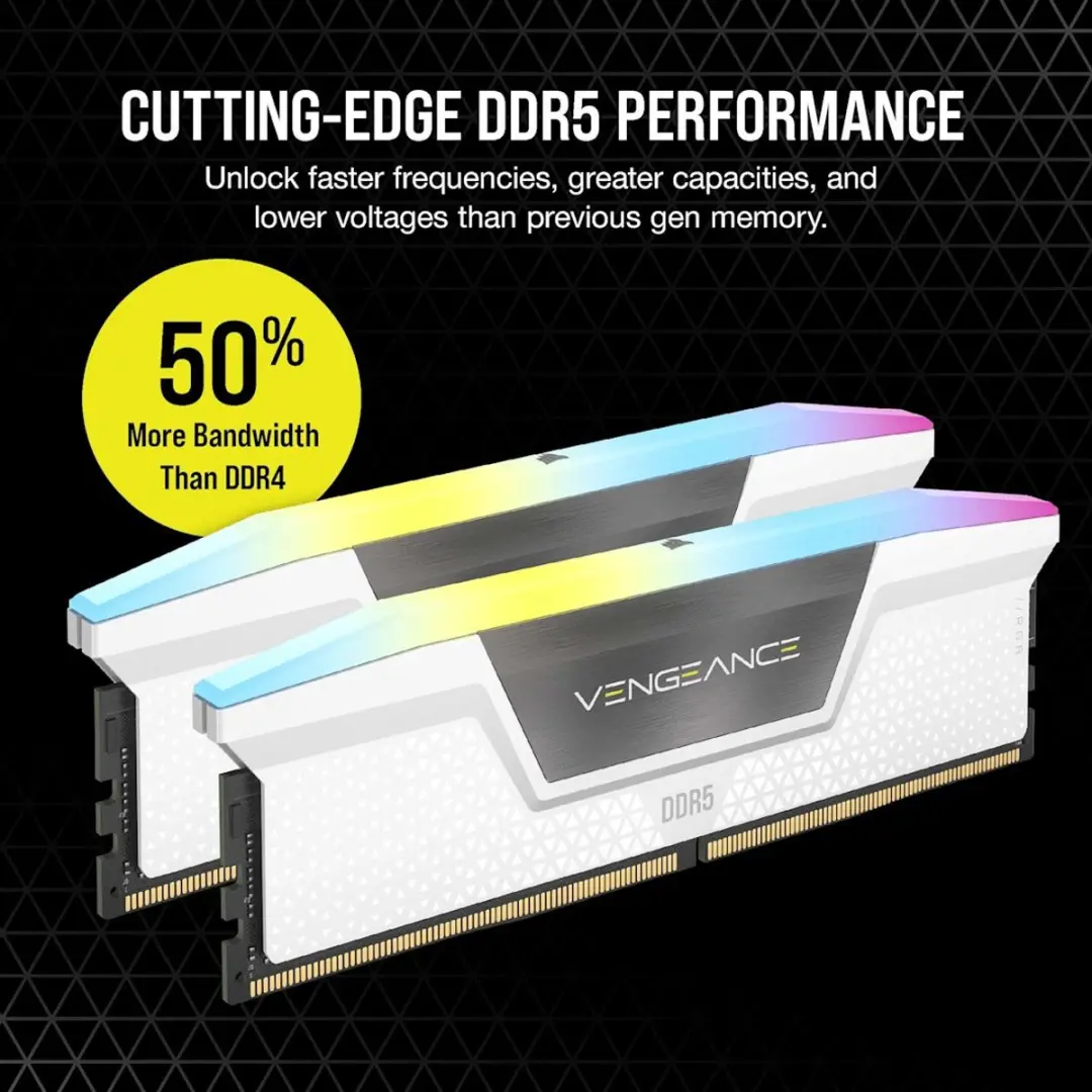 Corsair Vengeance RGB DDR5-6400 CMH32GX5M2B6400Z36W 32GB - Wit