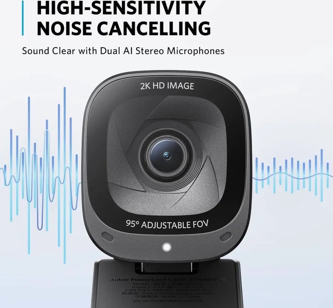 AnkerWork PowerConf C200 A3369011 Webcam 2K - Zwart - afbeelding 6 van 6