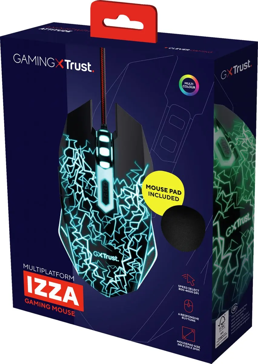 Trust GXTX 783 Izza Gaming Muis & Muismat 4000 DPI - Zwart