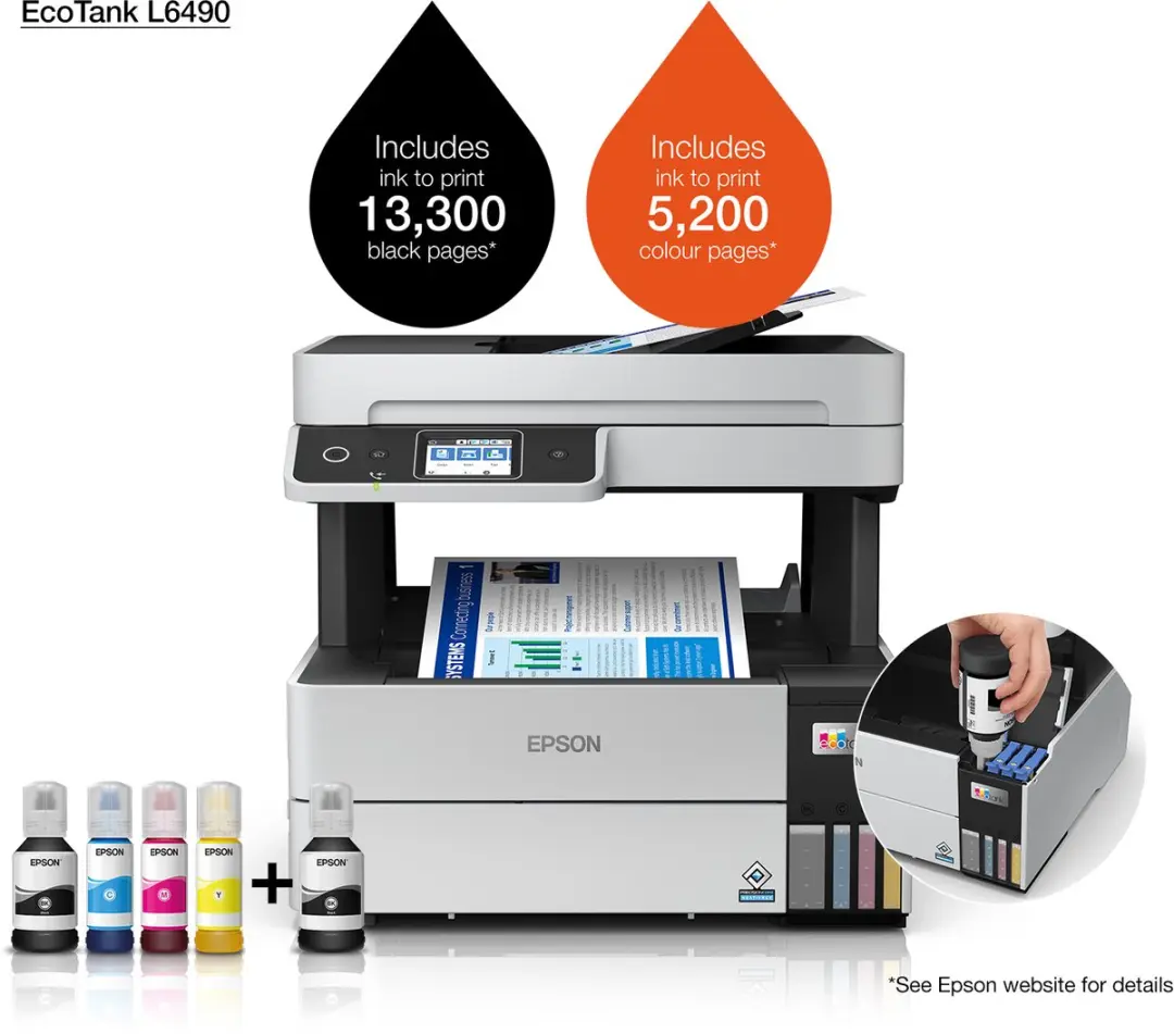 Epson EcoTank L6490 Inkjetprinter - 25 ppm - 4 Kleuren - Zwart/Wit