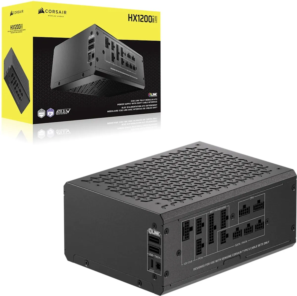 Corsair ICUE LINK HX1200I SHIFT Voeding 1200W - Zwart