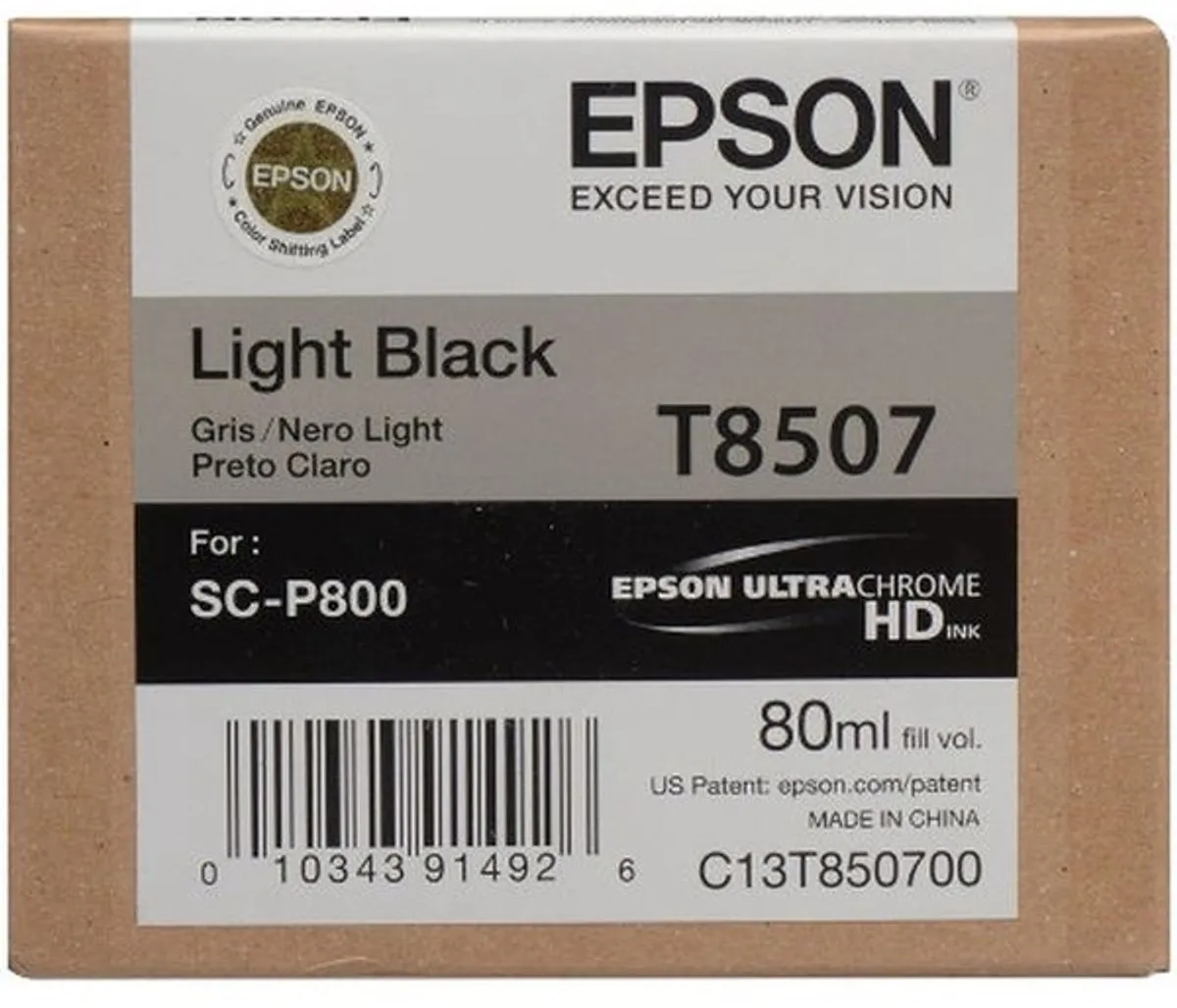 Epson T8507 UltraChrome HD Inktcartridge Licht Zwart - 80ml