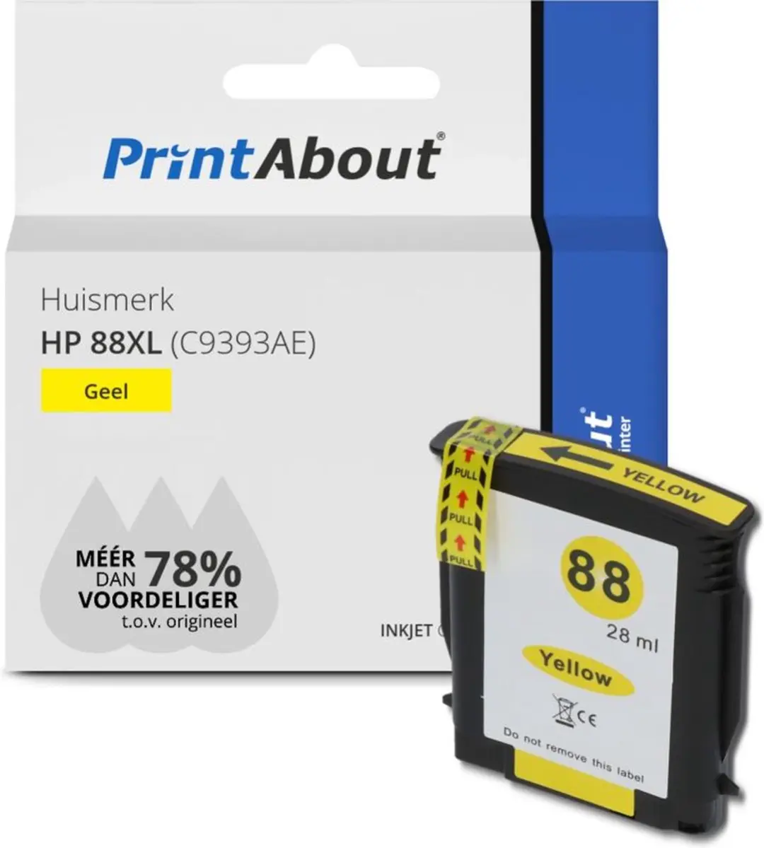 PrintAbout Inktcartridge C9393AE Geel - 28ml - o.a. HP OfficeJet Pro 8600