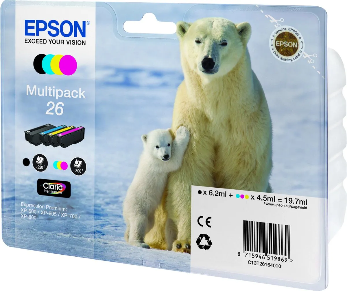 Epson 26 C13T26164010 Inktcartridge - 220 Pagina's - Multi