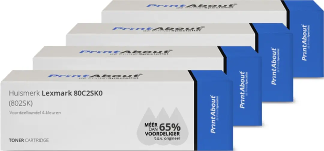 PrintAbout Lexmark 80C2SK0 Voordeelbundel Toner 4-kleuren - 9.350 pagina's