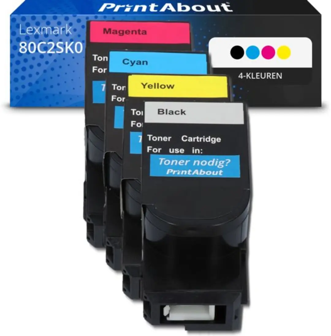 PrintAbout Lexmark 80C2SK0 Voordeelbundel Toner 4-kleuren - 9.350 pagina's