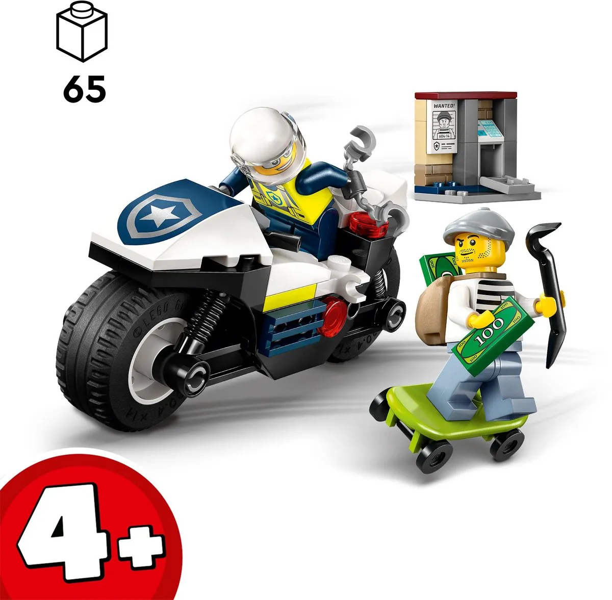 LEGO City Achtervolging Politiemotor 60455 - 2 Minifiguren