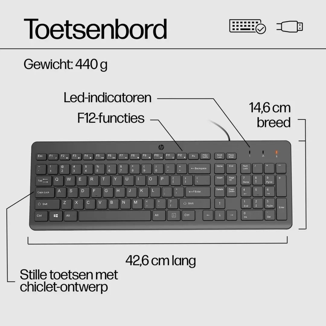 HP 150 240J7AA Muis & Toetsenbord - Zwart