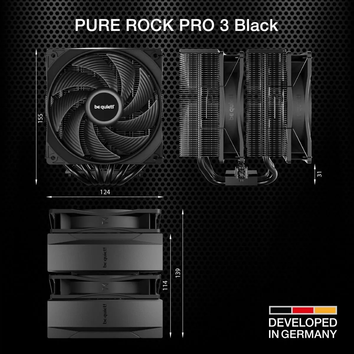 be quiet! Pure Rock Pro 3 BK041 CPU-koeler - 120mm - Zilver