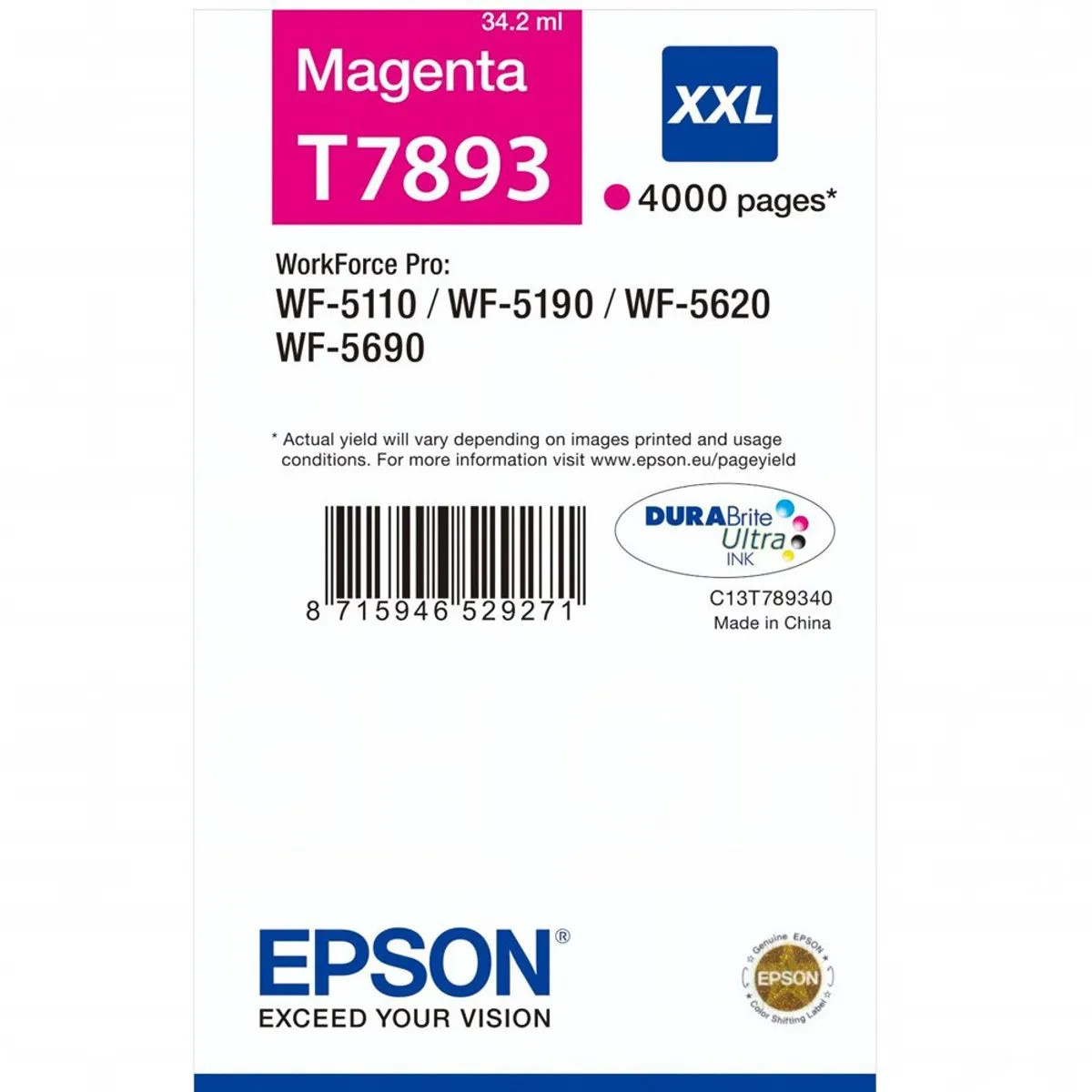 Epson T7893XXL Magenta Inktcartridge - 4000 Pagina's