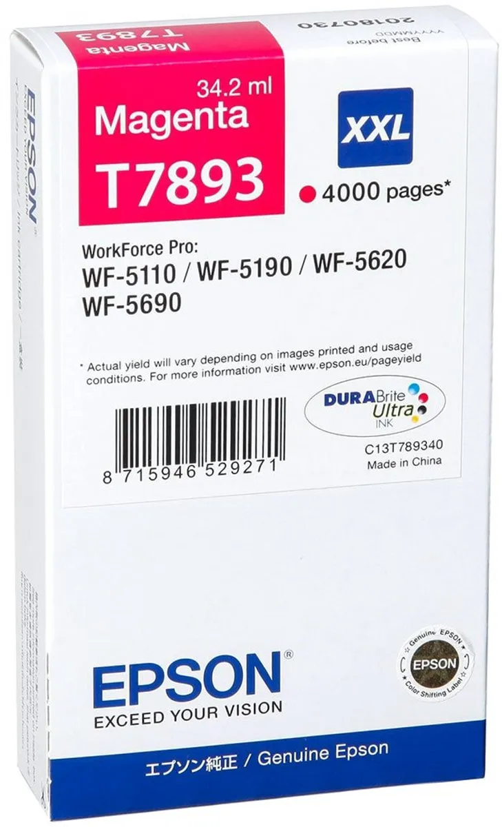 Epson T7893XXL Magenta Inktcartridge - 4000 Pagina's