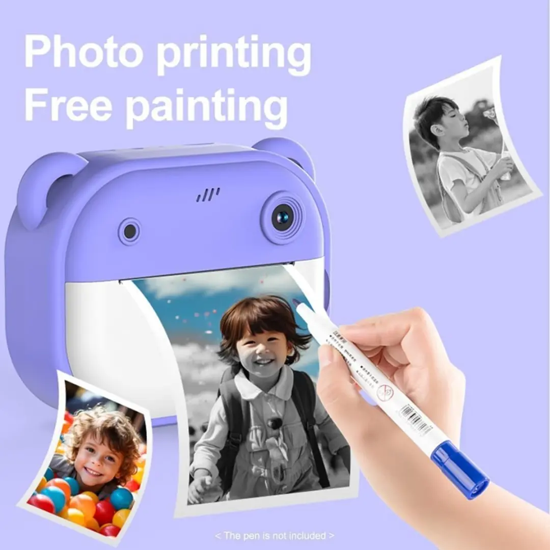 ECTEATOY Kids Print Camera - Mini Printer Paars - 1080P Bluetooth