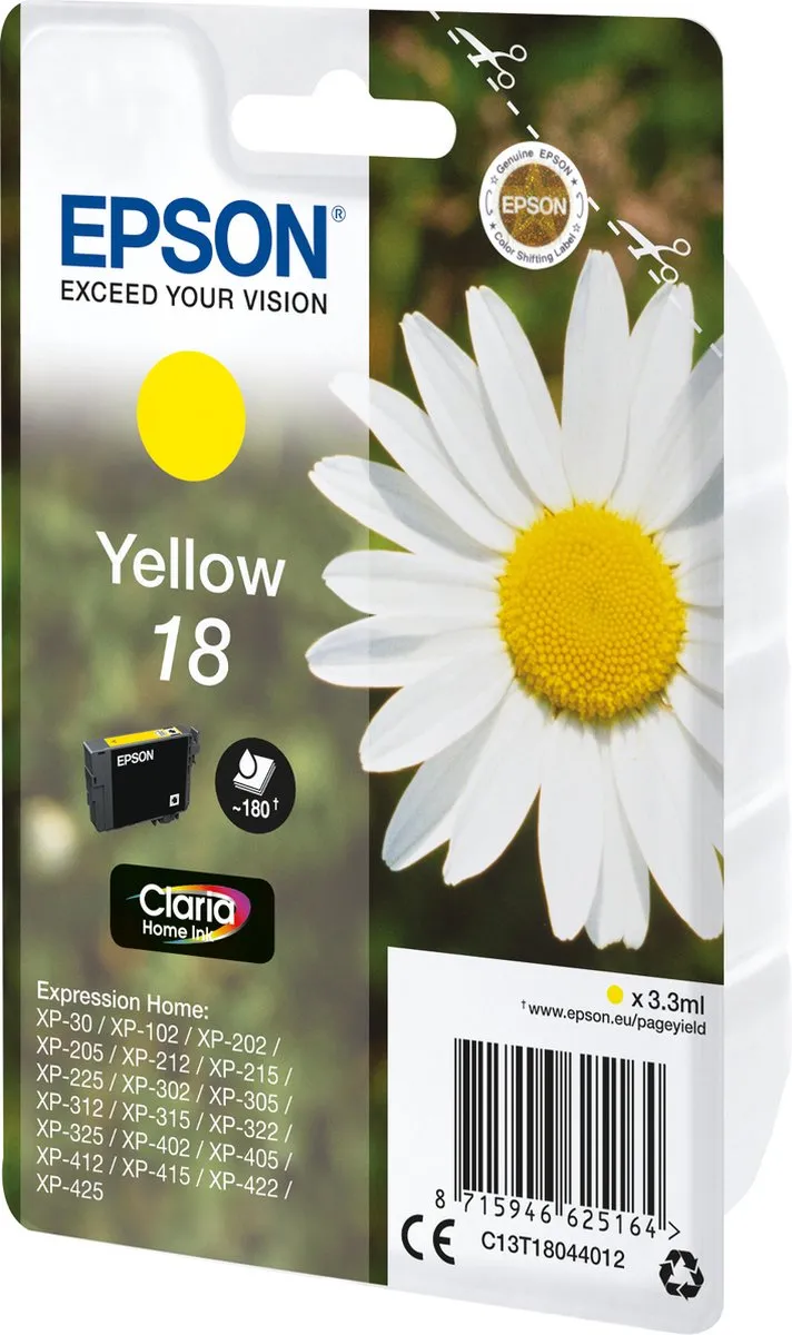 Epson C13T18044010 Compatibele Inktcartridge - Geel 3ml