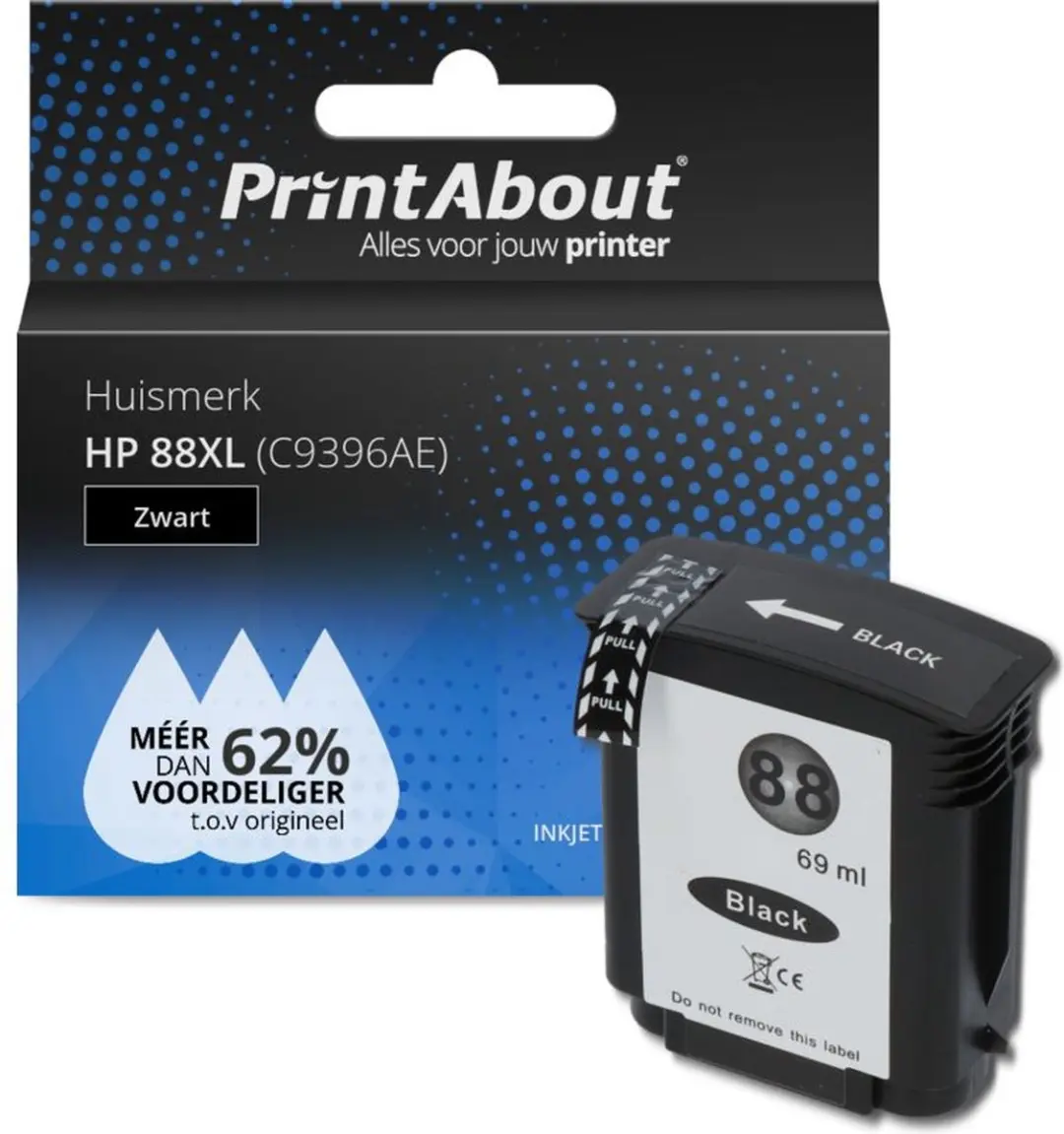 PrintAbout Inktcartridge C9396AE Zwart - 69ml - o.a. HP OfficeJet Pro 8600