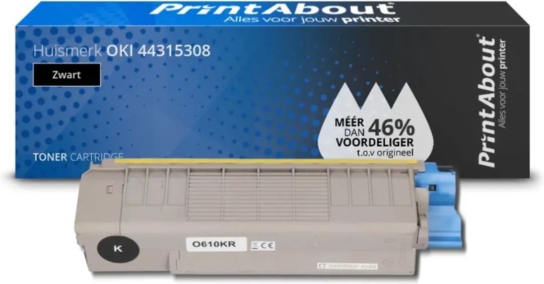 PrintAbout Huismerk OKI 44315308 Toner Zwart - 9.000 Pagina's