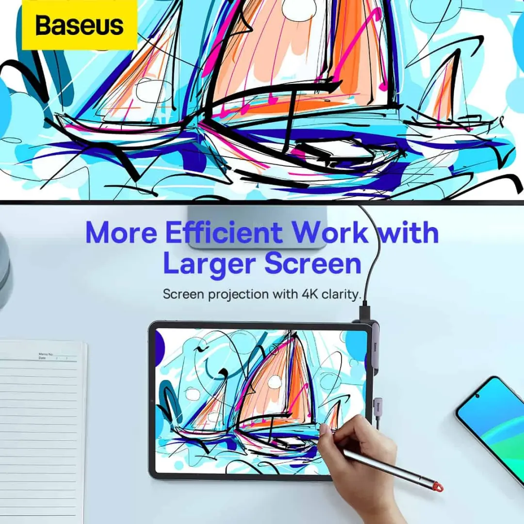 Baseus PadJoy USB-C HUB 6-in-1 - Grijs