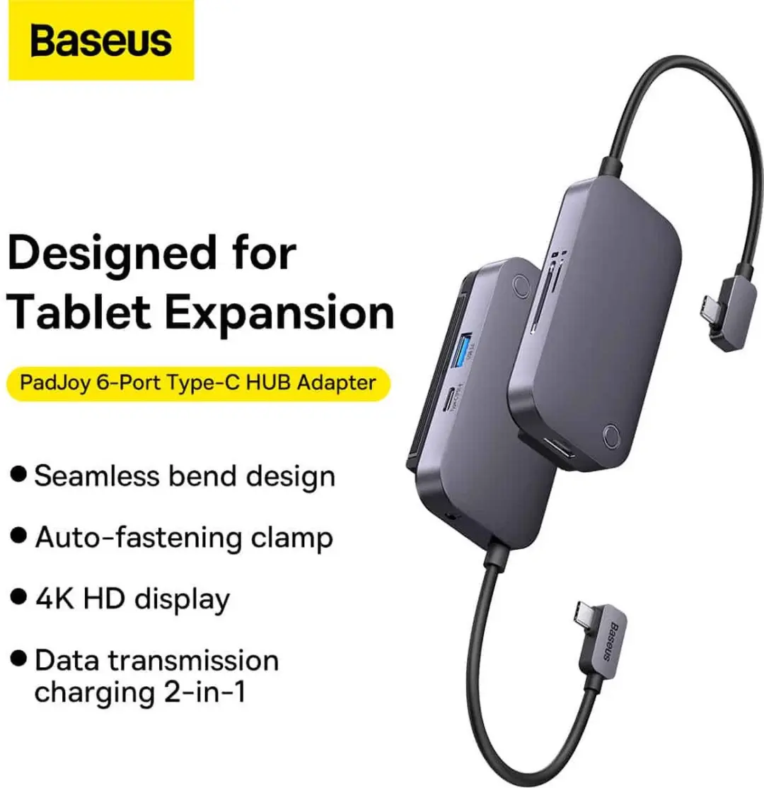 Baseus PadJoy USB-C HUB 6-in-1 - Grijs - afbeelding 6 van 6
