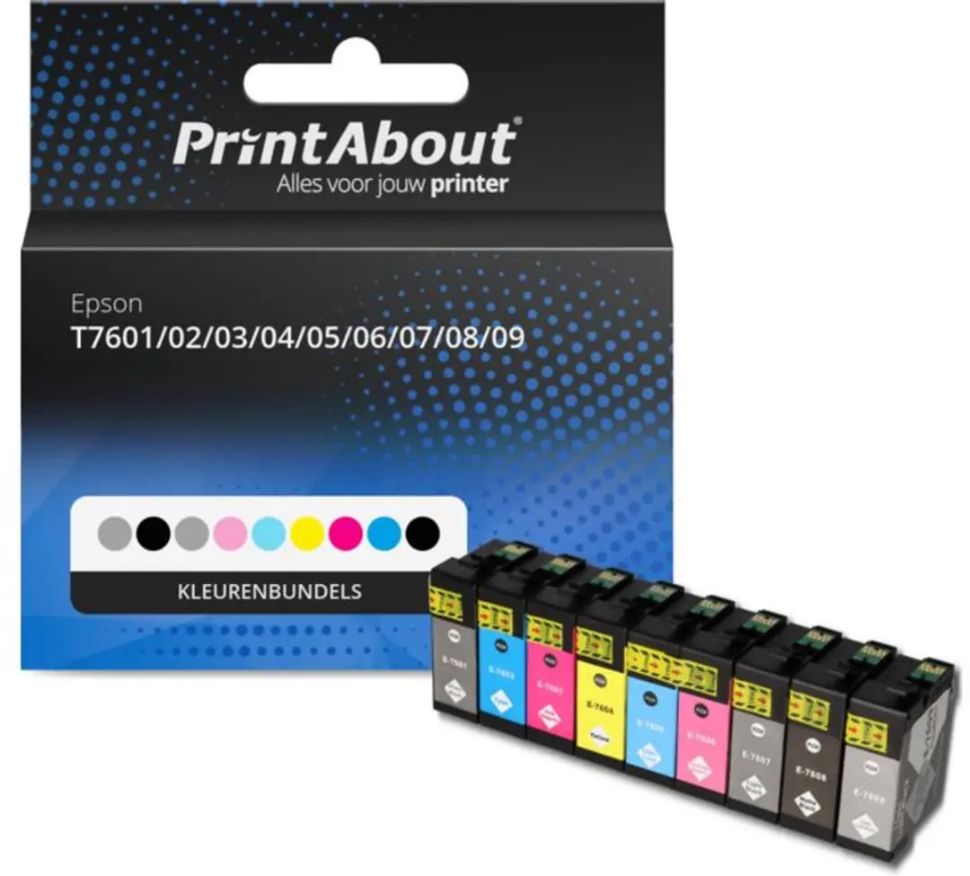PrintAbout Epson T7601-PA2 Inktcartridge Kleuren