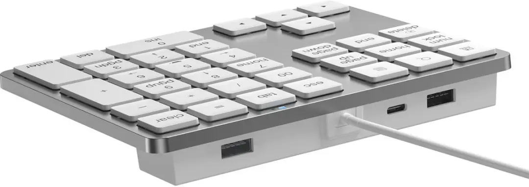 NÖRDIC Numeriek Toetsenbord USB-C Numpad - 34 Toetsen - Wit/Zilver