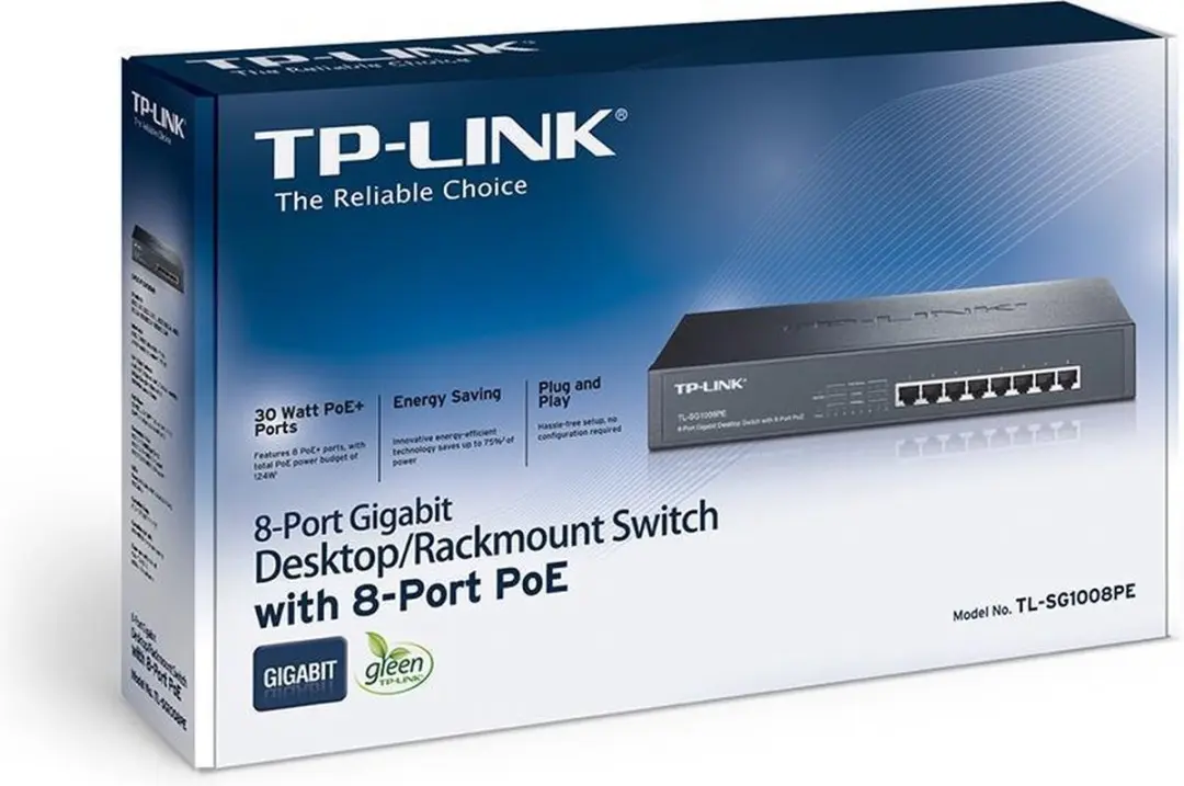 TP-Link TL-SG1008PE 8-Poort PoE Switch - 16 Gbps - 124W