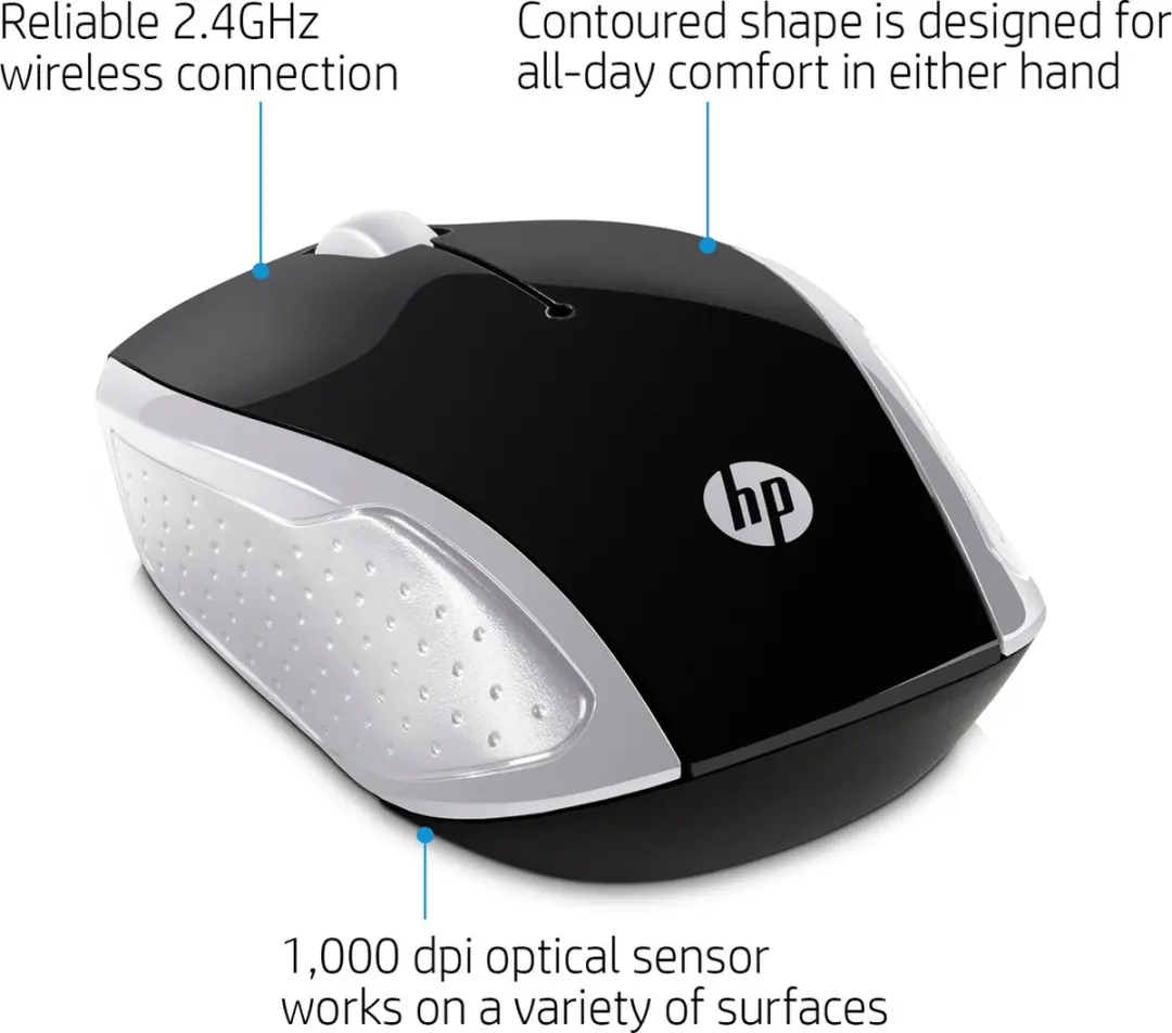 HP 200 Draadloze Muis 2HU84AA - Zwart & Zilver