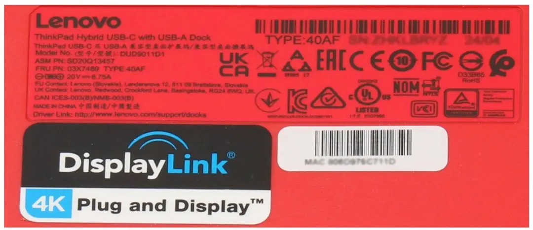 Lenovo 40AF0135EU USB Port Replicator - Zwart - afbeelding 10 van 10
