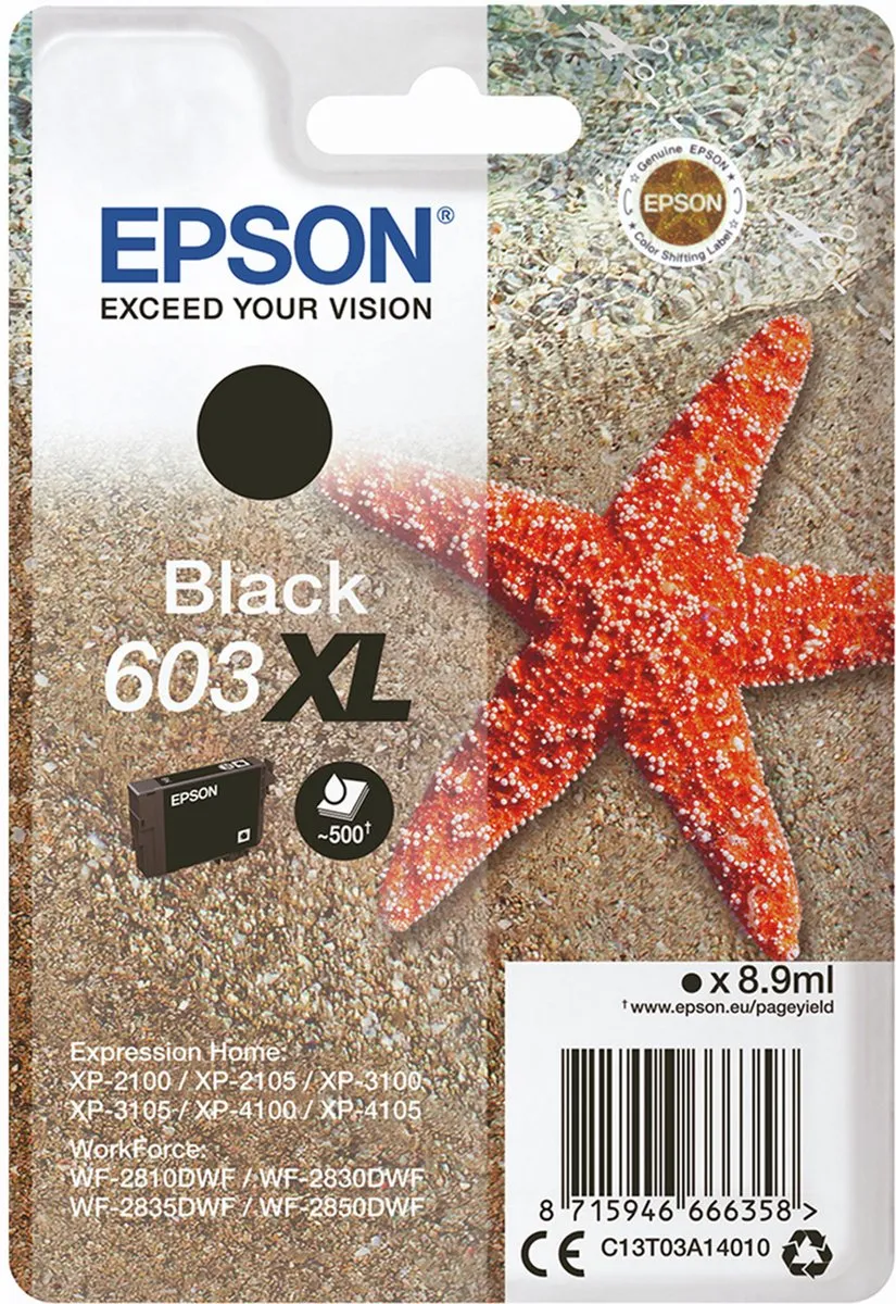 Epson C13T03A14020 XL Cartridge Zwart - 4ml