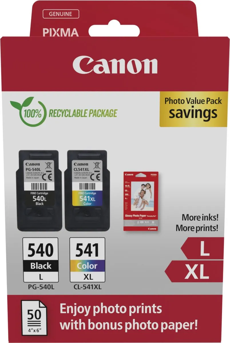 Canon PG-540L + CL-541XL Inktcartridges - 300 Pagina's - Zwart & Kleur