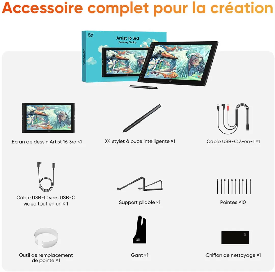 XPPen Artist 16 3rd CD161FH Grafisch Tablet 15,4" - Zwart