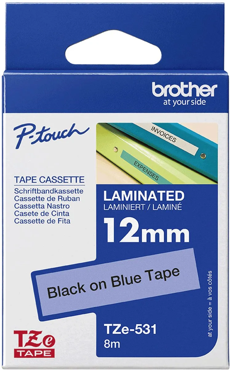 Brother TZ-531 12mm - Blauw op blauw - Gelamineerd 8m