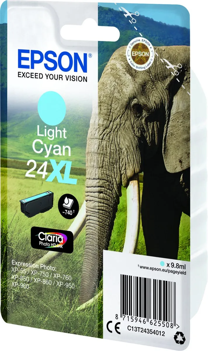 Epson 24XL Licht Cyaan Inktcartridge - 500 pagina's