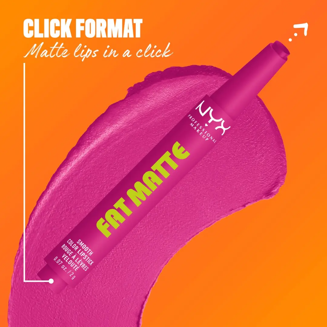 NYX Professional Makeup Fat Matte Lipstick Fluffy Fuchsia - 3.5ml - afbeelding 6 van 6