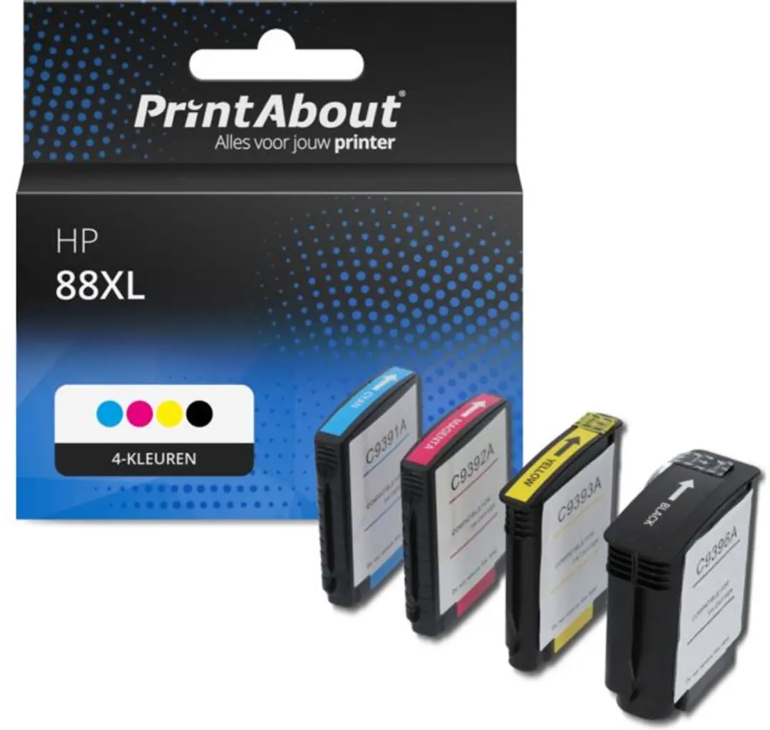 PrintAbout Inktcartridge C9396AE - 4 Kleuren - 153ml - XL - o.a. HP OfficeJet Pro 8600