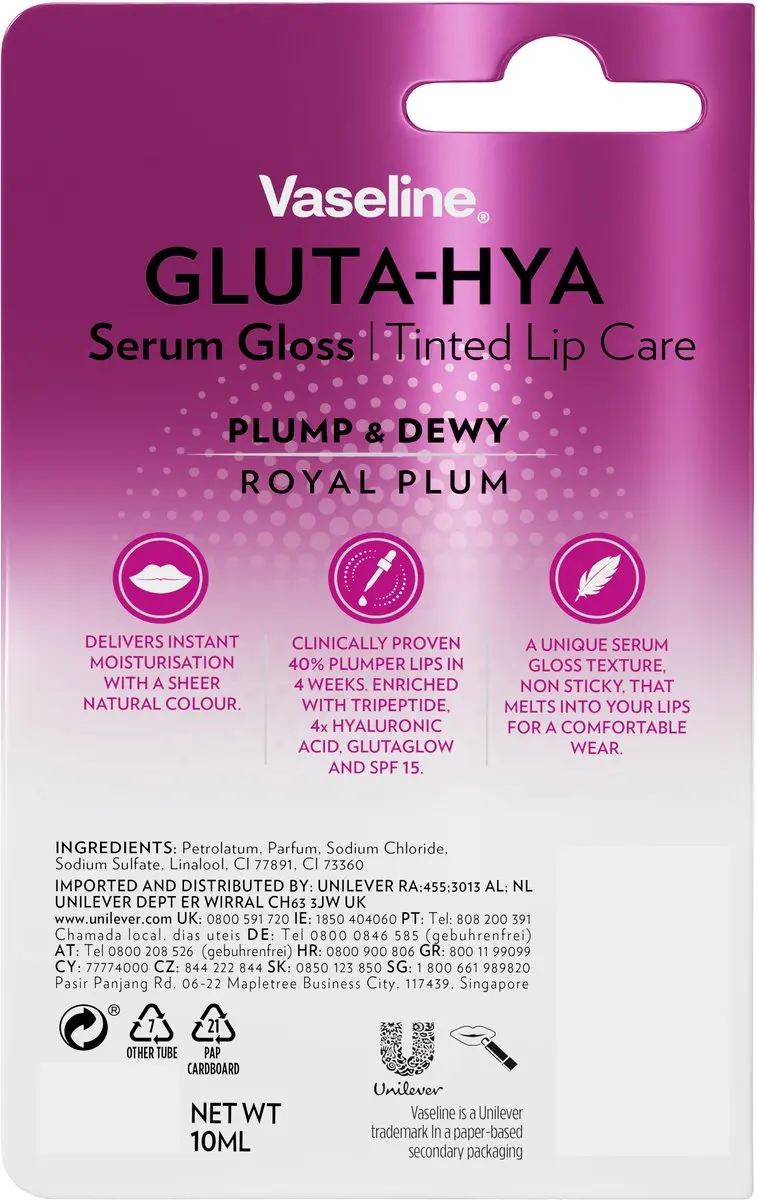 Vaseline Gluta-Hya Lipgloss Royal Plum 10ml