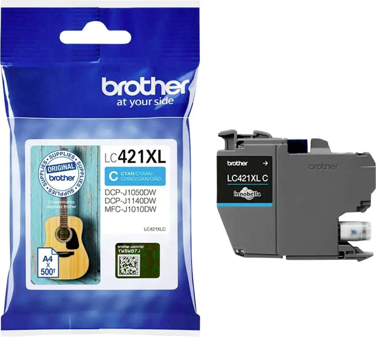 Brother LC-421XLC Cyaan Cartridge - 500 pagina's