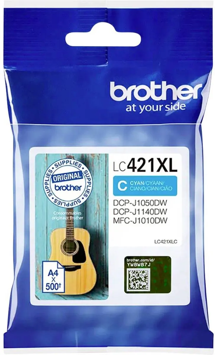 Brother LC-421XLC Cyaan Cartridge - 500 pagina's