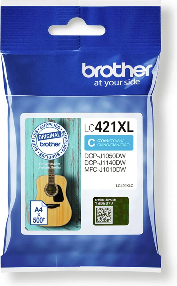 Brother LC-421XLC Cyaan Cartridge - 500 pagina's