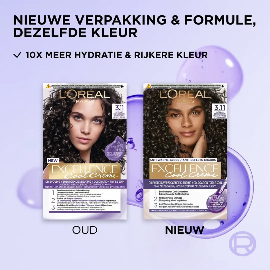 L'Oréal Paris Excellence Cool Cream 3.11 Ultra Ash Donkerbruin - 6 Stuks